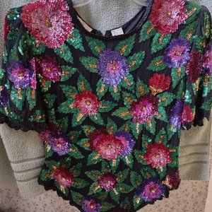 Host pick! Stunning Lawrence Kazar Vintage beaded & sequin top. PS. EUC